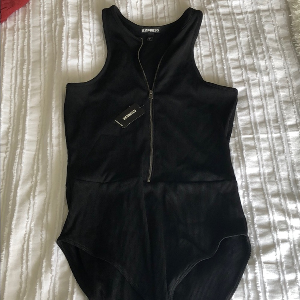 Express Black Zip Up Bodysuit NWT